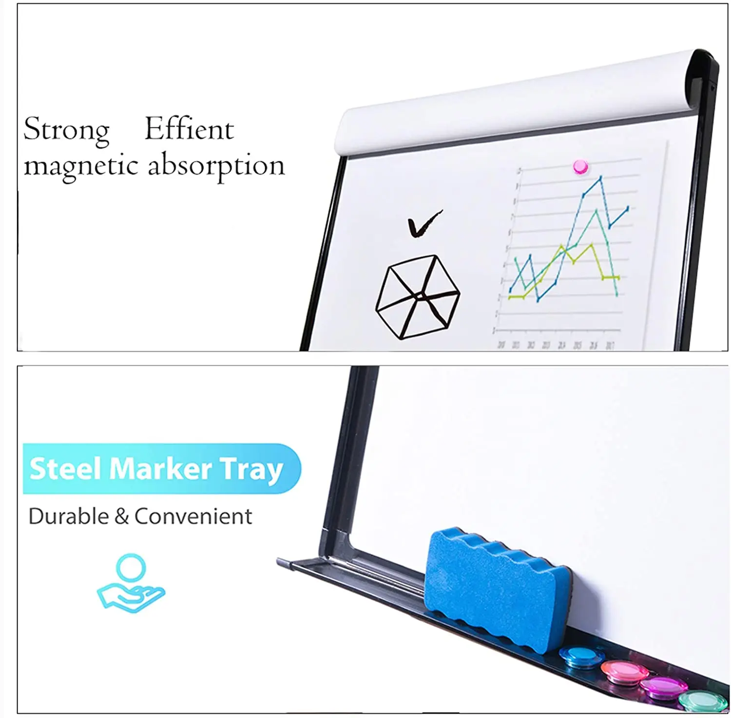 New Design Height Adjustable Magnetic Flipchart Magnetic Easel Standing Whiteboard Flip Chart Board movable whiteboard