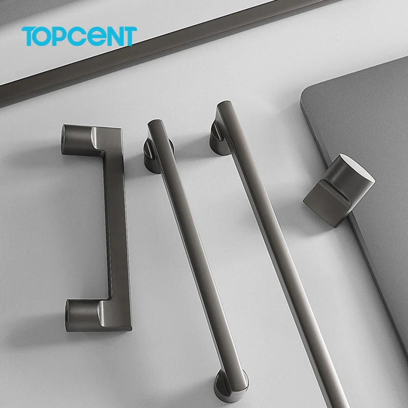 Topcent Zinc Alloy Black Gold Fashion Kitchen Cabinet Handles Solid Drawer Knobs