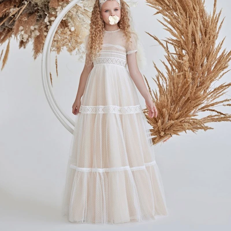 2022 Summer Rts Cheap Sleeveless Lace Flower Girl Dress 6 Colors Floor Length 2 12 Year Girls Dresses For Birthday Party