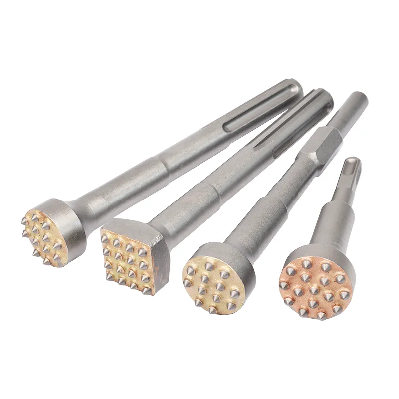 PEXMIENTAS Heavy Duty Flower Hammer Chisel Drill Bit Set Concrete Surface Leveling Tool Chisel Carbide Bushing Bits