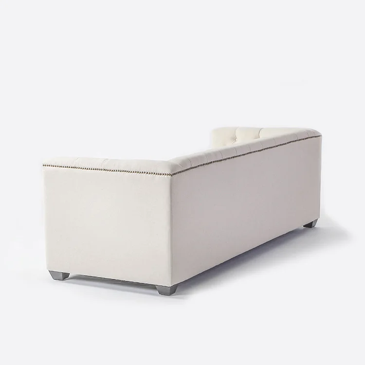 Modern style Button design 3 seat solid wood living room sofa wooden fabric armchair(KS-996-3)