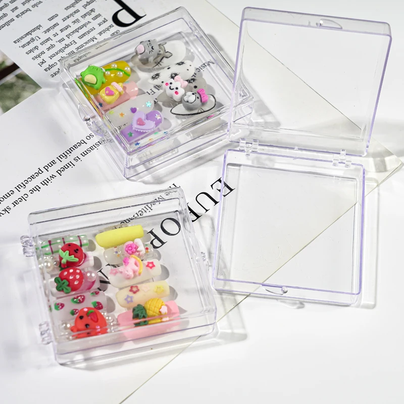 nail wearing gift box high-end transparent square packing box for press on nail false nail organizer fake Jewelry storage