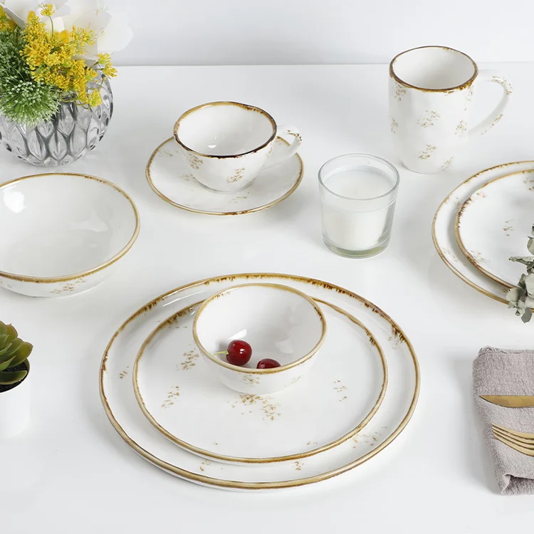 Microwave, Oven, and Dishwasher Safe, Scratch Resistant, Modern Rustic Dinnerware Ceramics Dinnerware Dinnerware Set