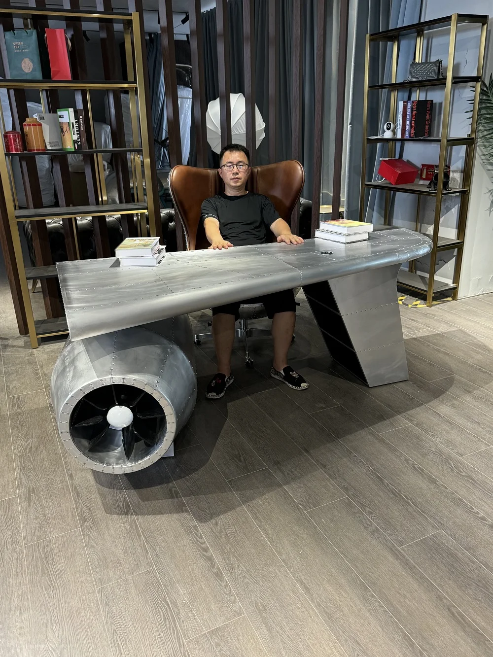 Вдохновленная мебель Авиатор офисный стол алюминиевое крыло самолета художественный Декор винтажный самолет