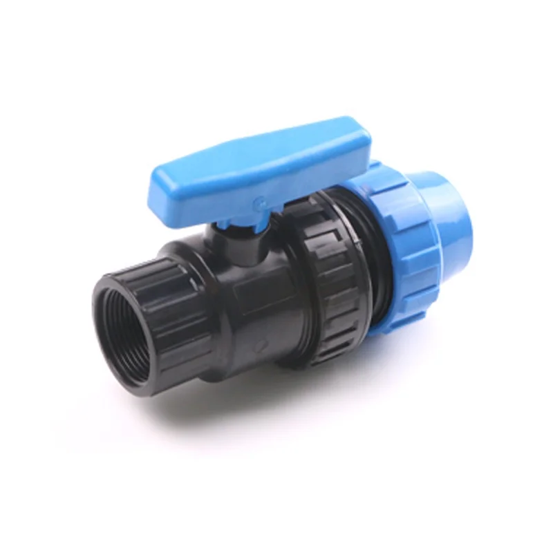 PN16 Irrigation controller bsp gate valve pp compression fittings female thread ball valve for farm greenhouse irrigation system