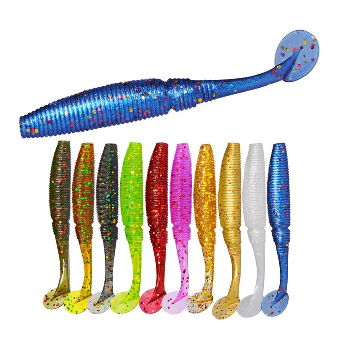 Small T Tail Soft Lure 50mm 1g 15pcs Soft Fishing Lure Soft bait Worm Grubs T Tail Wobblers