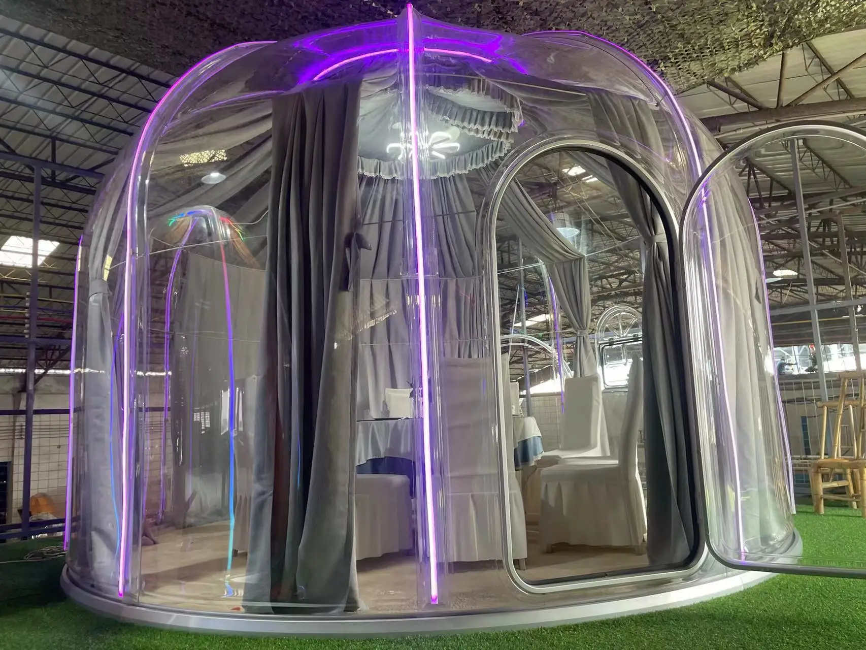 waterproof camping star tent luxury air dome glamping polycarbonate bubble house with bathroom