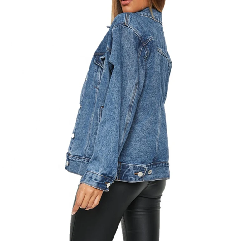 Custom design logo High Quality Jean jacket Denim Casual Plain Jackets For Women