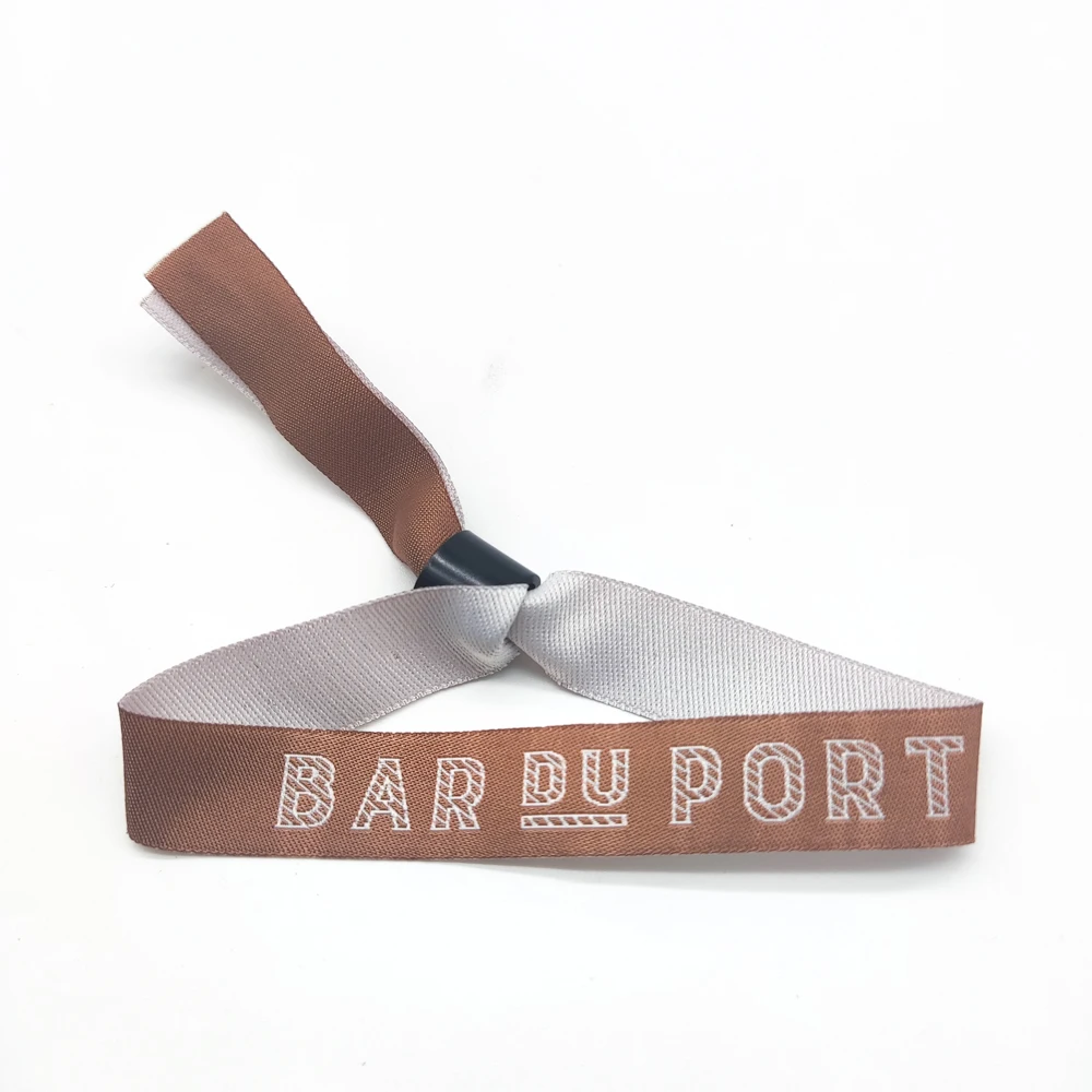 Custom Polyester Sublimation Printing Logo Satin Wristband Fabric Festival Entrance Ticket Event Wristband For Concert