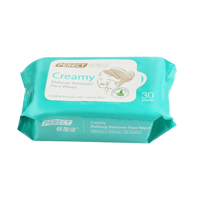 
PERFCT OEM custom logo makeup remover wet wipes cleansing face wipes with organic aloe 