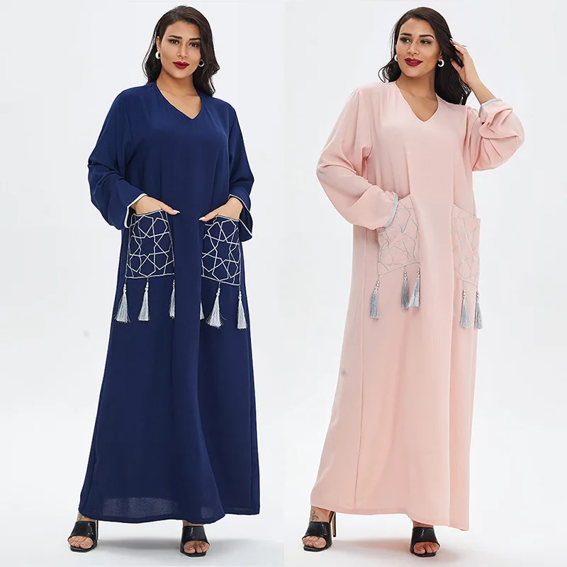 Caftan Marocain Abaya Dubai Турция Ислам Мусульманский хиджаб с кисточками летнее платье африканские платья для женщин Robe Musulman Djellaba