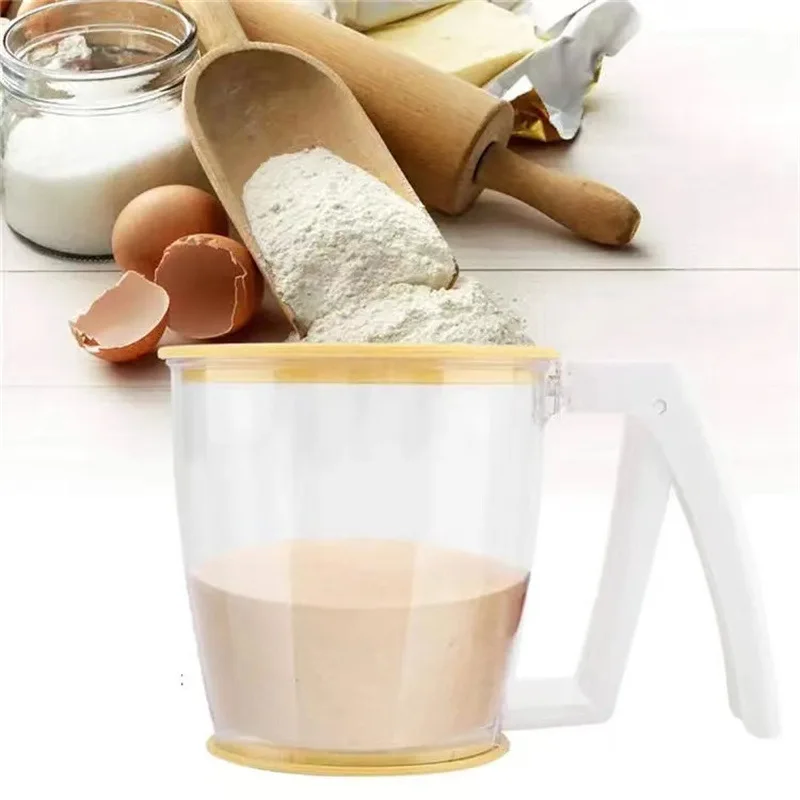 Newly Simpel Style Handle Round Cup Flour Sieve With Pressing Mesh Sifter Bakest Baking Tools