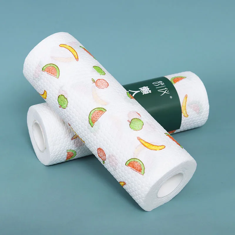 Disposable Thicken Food Oil Absorbing Kitchen Reusable Printed Dry Wet Cleaning  Paper Towels Washcloth Dish Cloth Non Woven Rag