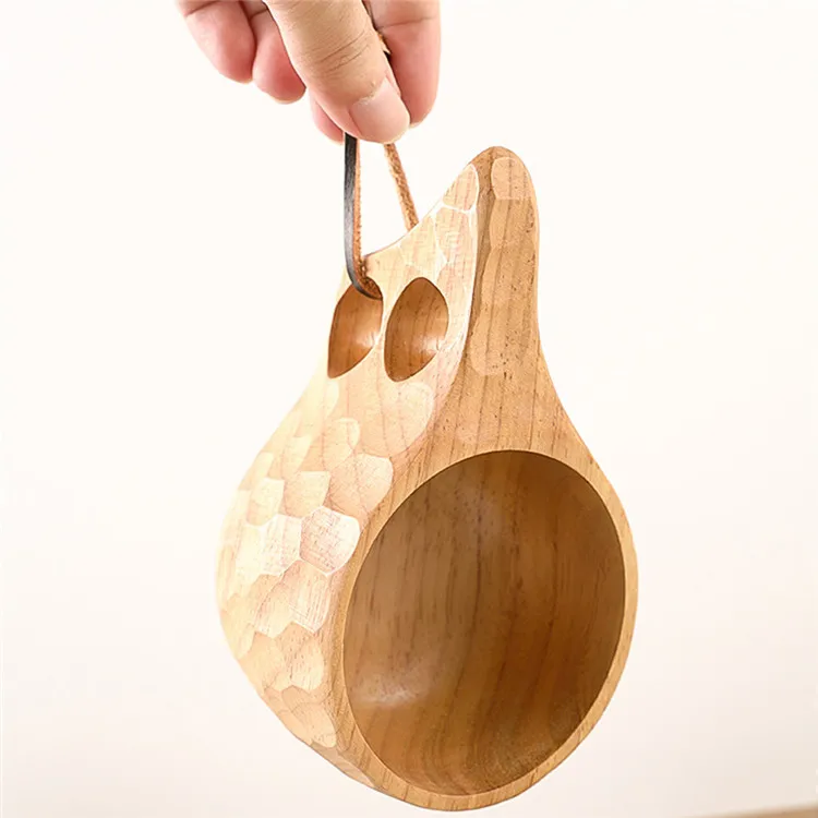 Nordic Style Kuksa Cup Handmade Outdoor Camping Hiking Arabic Coffee Tea Mug Elephant Wood Cup