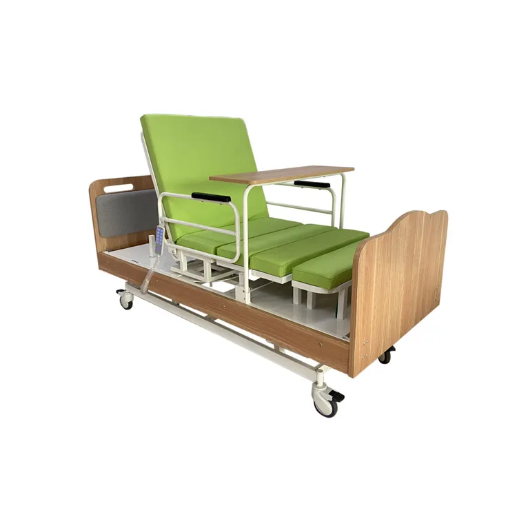 Hospital Furniture Electric Six-Function Rotating Bed Electric Home Care Bed Wood Nursing Hospital Bed