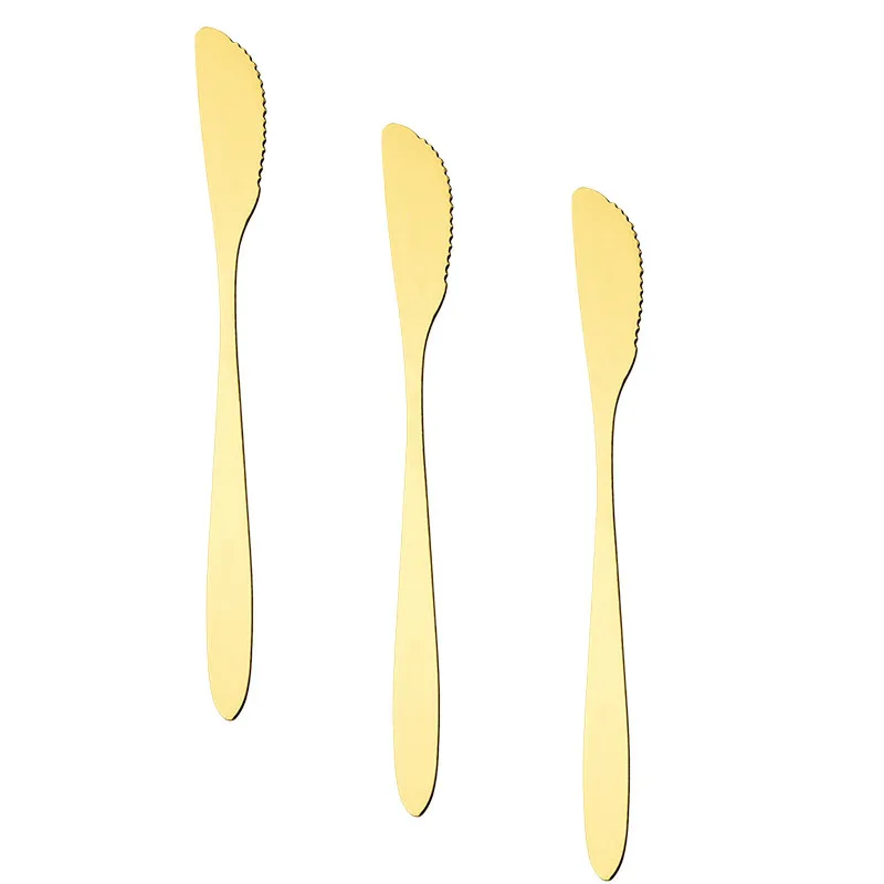 Low MOQ Silverware Gold Mini Stainless Steel Mooncake Cake Dessert Forks Knife in Party Snail Fruit Fork Restaurant