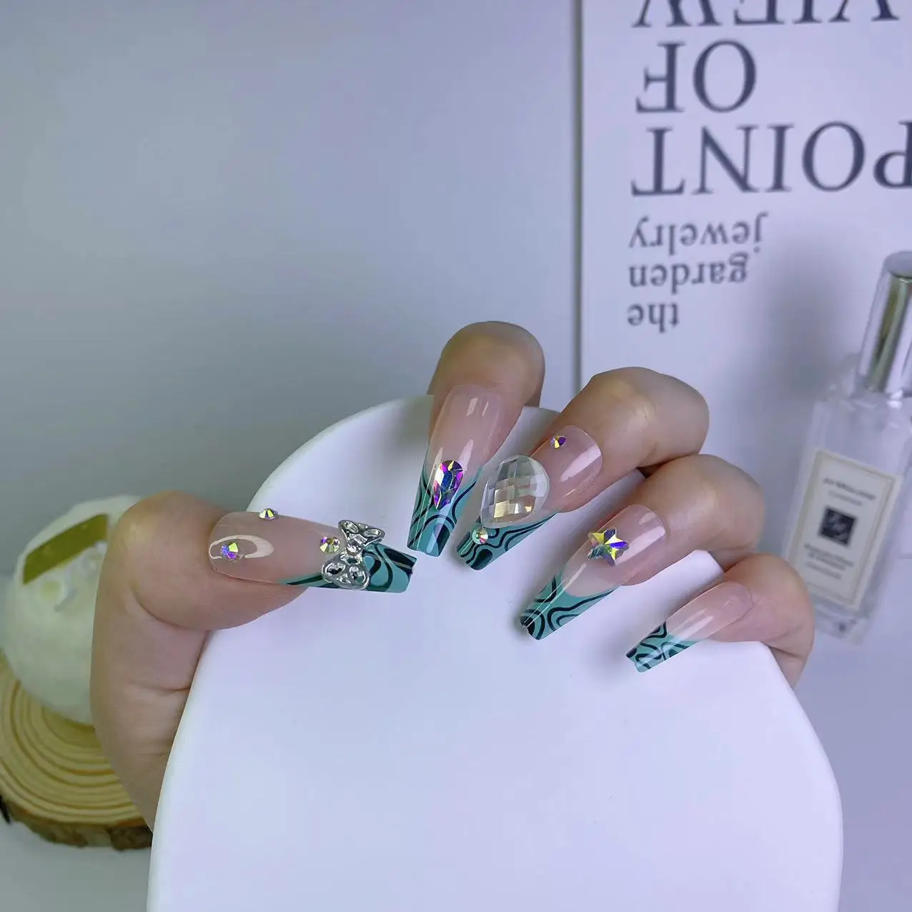 24pcs False Nails Full Cover Acrylic Press On Nails Tips