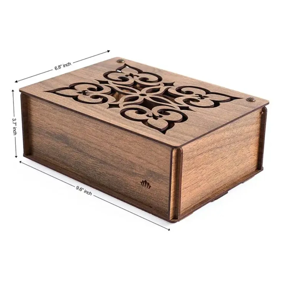 Hot selling custom made rectangle country storage container antique wooden tea box
