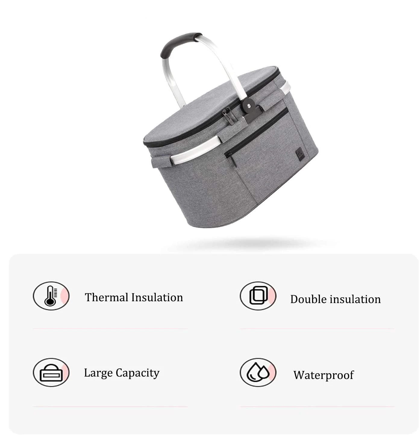 Durable High Quality Foldable Insulated Mini Picnic Shopping Basket Metal For Retail Stores cooler bag