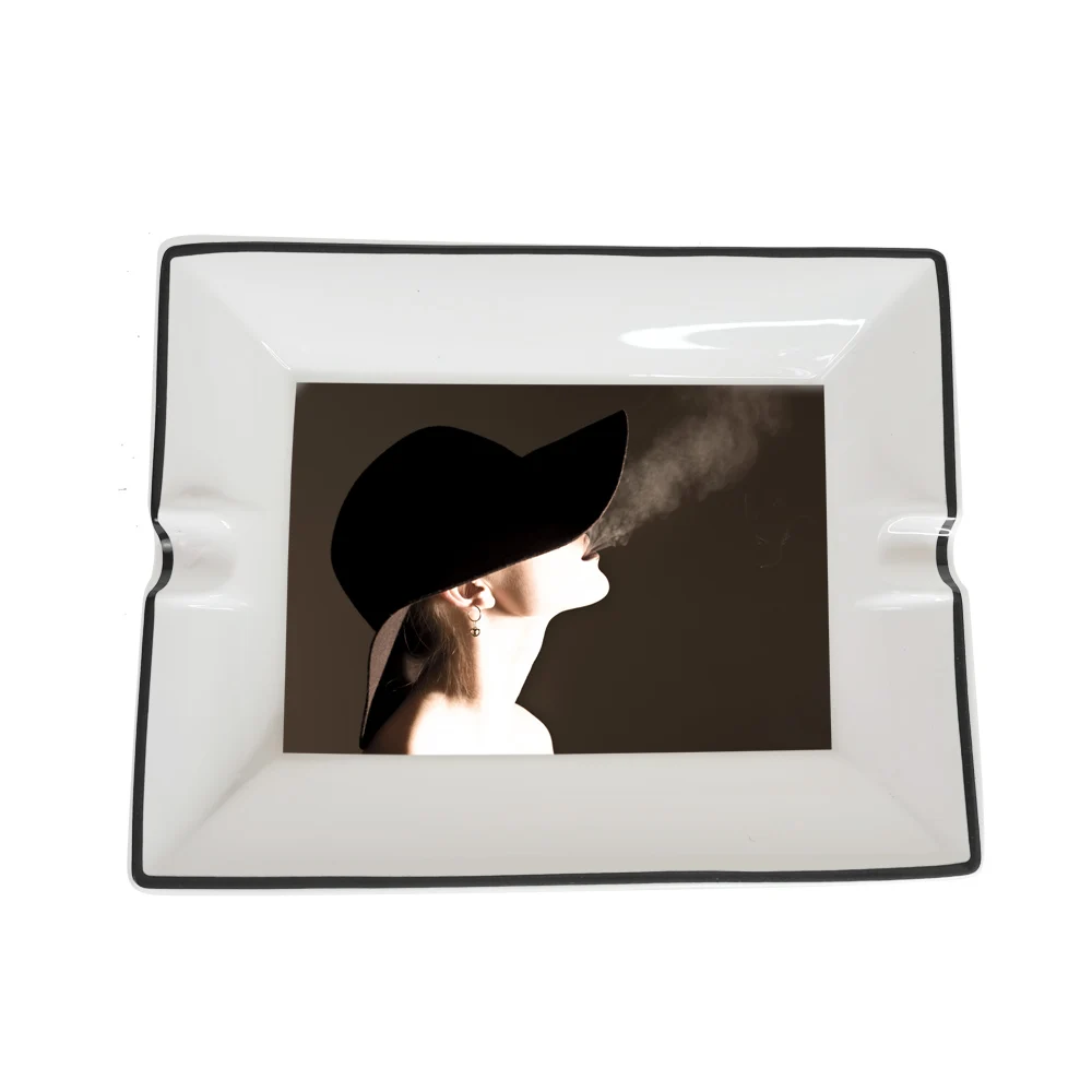 8inch Table White Custom Porcelain Cigar Ashtray Fashion Porcelain Cigarette Ash tray with Customized Logo Wholate Hot Sales