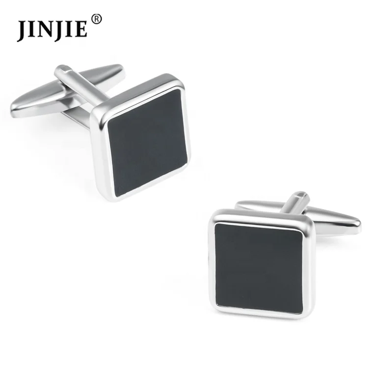China cheap stock blank classic simple black enamel cufflinks on sale