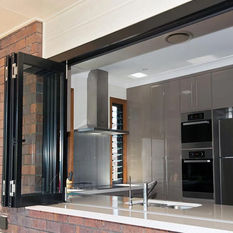 Customize Aluminum Alloy Glass Thermal Bi-folding / Bifold / Accordion / Folding BOD Window Folding Screen Stainless Steel Villa