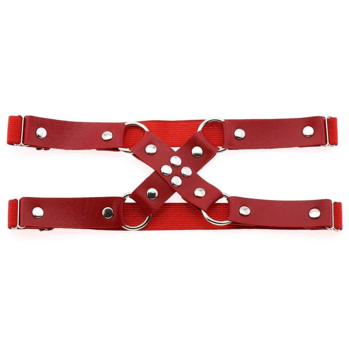 New Fashion Harajuku Punk Cross PU Leather Thigh Ring Women Sexy Gothic Rivet Elastic Double Row Garter