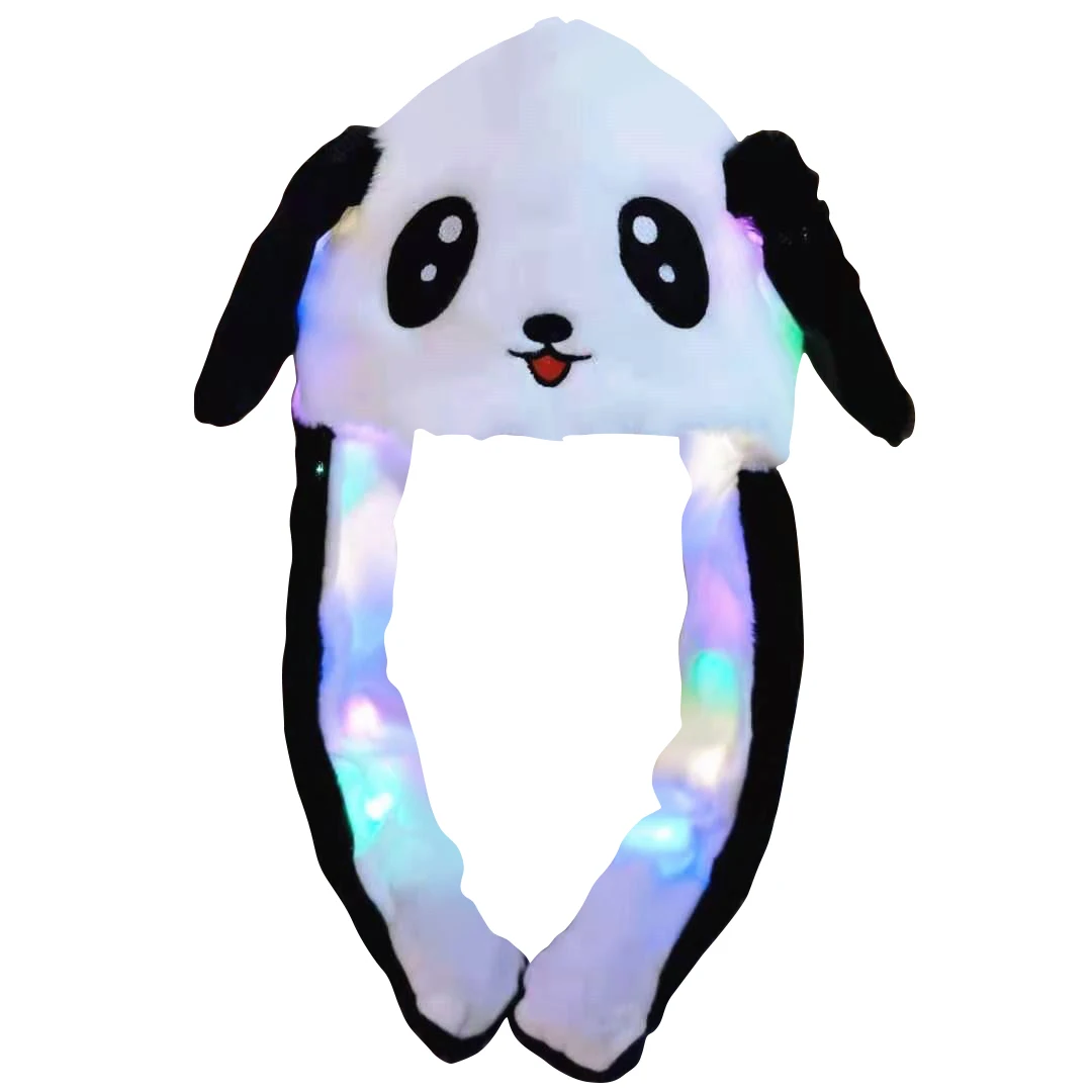 Customizable Glow fun imitation animal fur glow warm hat cold weather moving ears plush hat