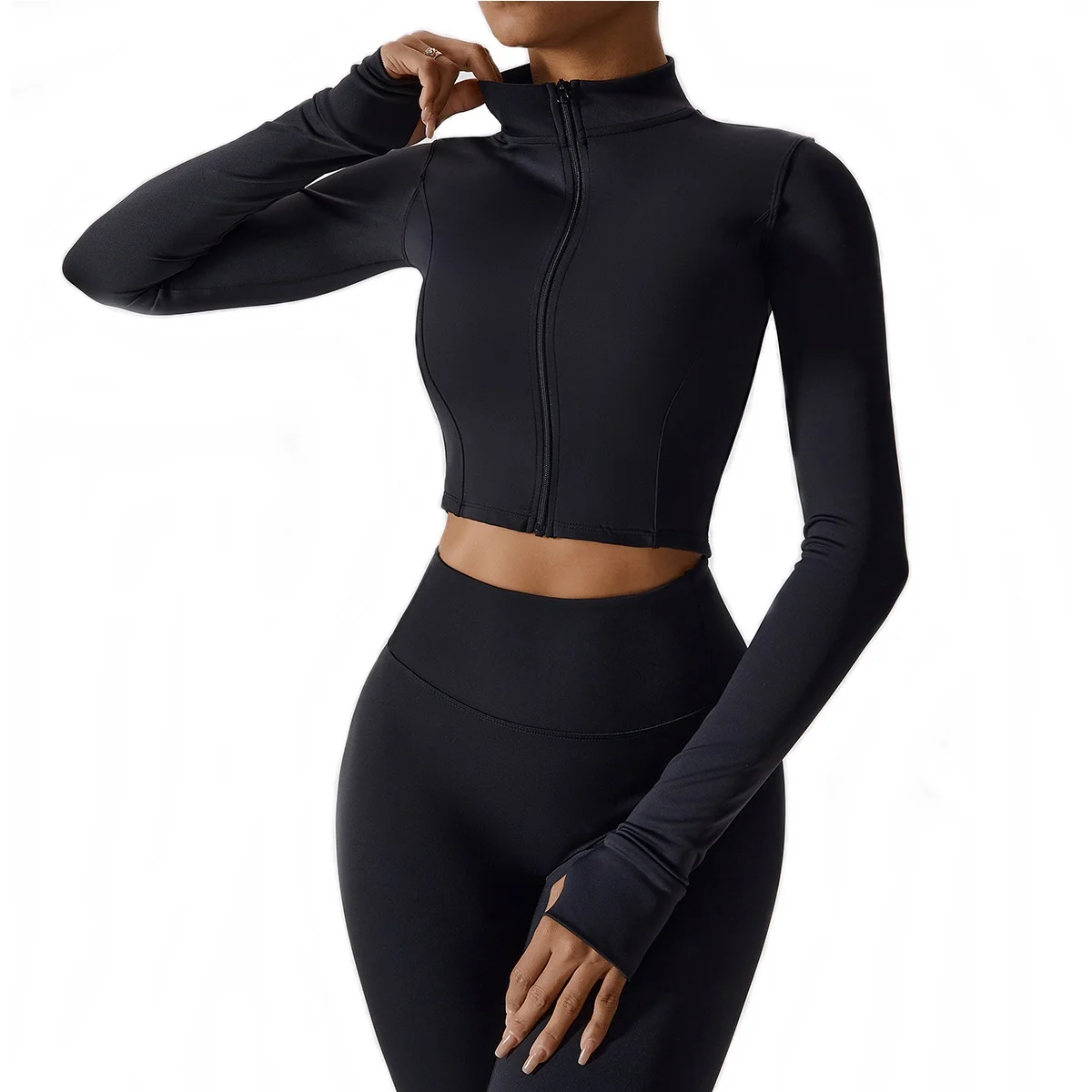 Outdoor Running Fitness Yoga Wear Slim Workout Gym Long Sleeve Quick Dry Zip Top Jacket