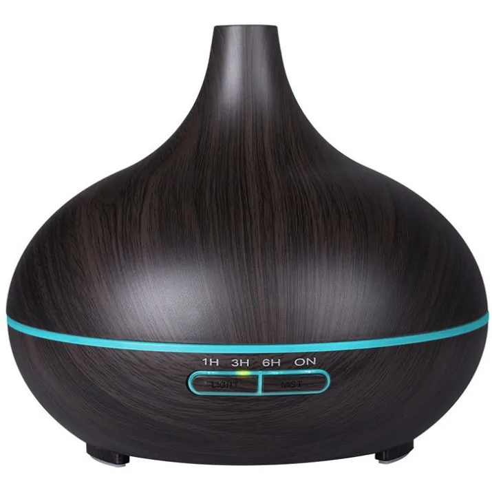 High Quality 500ml Aromatherapy Essential Oil Diffuser Wood Grain Remote Control Ultrasonic Air Humidifier with 7 Colors Light