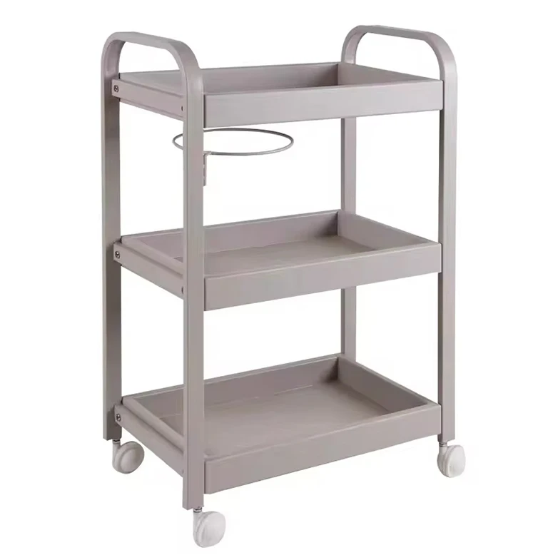fashion new design makeup salon cart 3 tiers pedicure spa nail shop trolley gold beauty trolley with lockable wheels