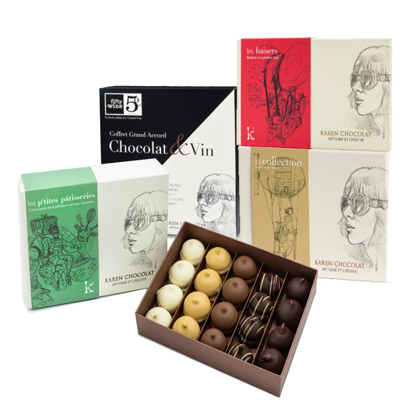 Best Custom Logo Truffle Bonbon Candy Covered Strawberry Rigid Black Chocolate Box Magnetic Packaging Gifts Boxes With Inserts