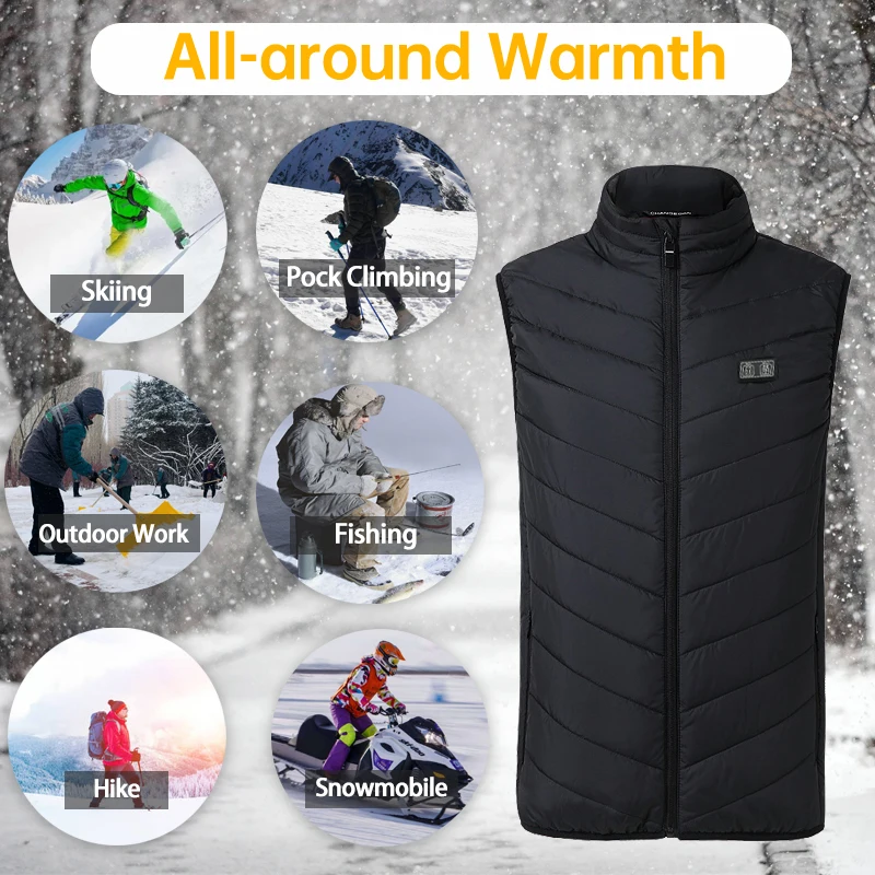 Hot Selling Self-Heating Anti-Pilling Smart Vest Waterproof 13 Heating Zones Usb Rechargeable Vest In Winter