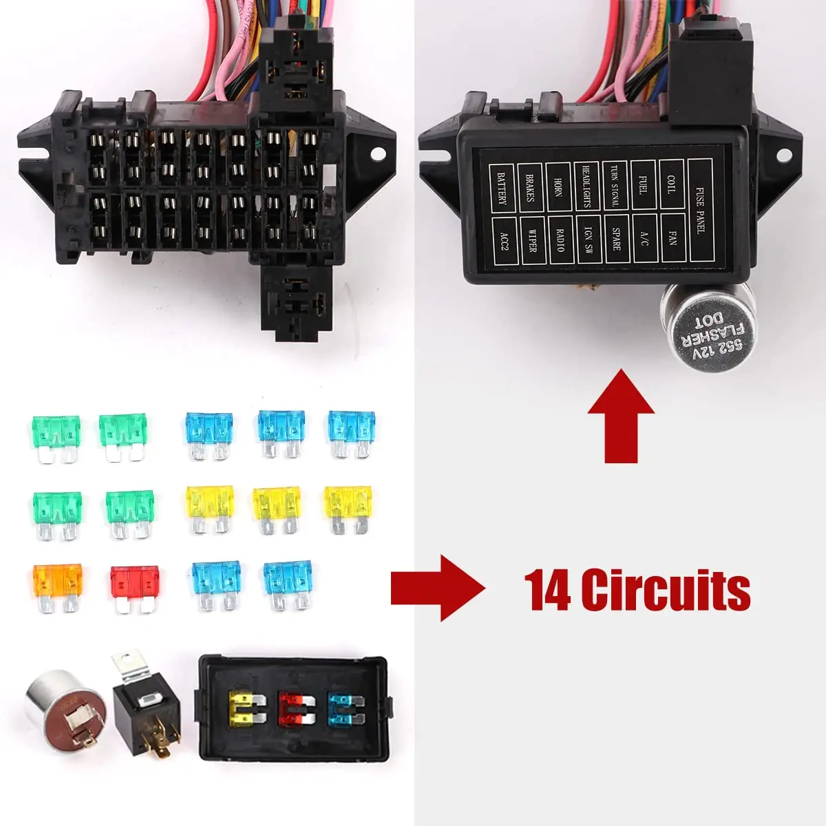High quality 14 circuit wiring harness for street muscle car hot rod rat XL copper wiring harness 12 V wiring harness kit
