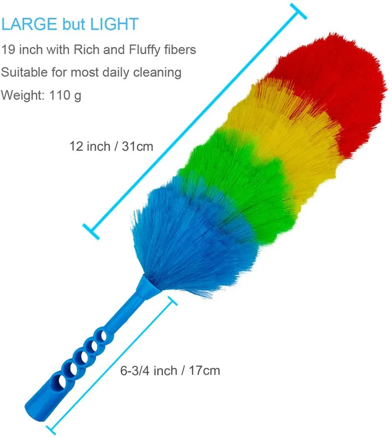 Upgrade 19 inches Static Duster Beandable and Washable - More Fibers Bigger Head Less Loss of Fiber Duster
