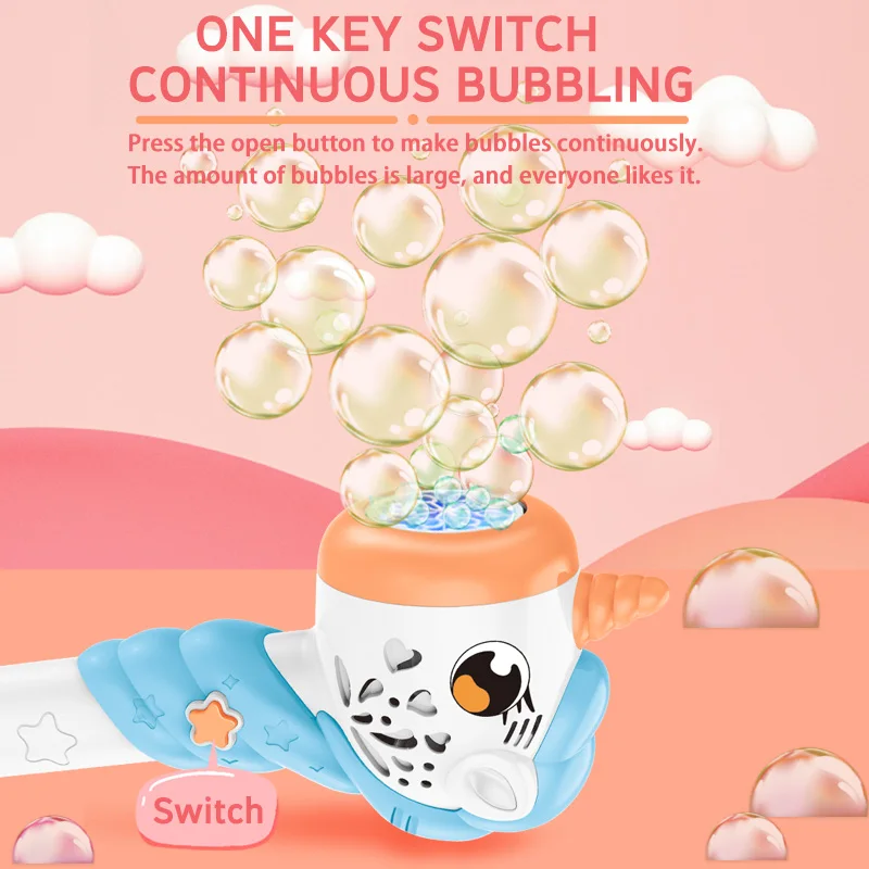 Cartoon Unicorn Outdoor Toy Battery Operated Soap Bubble Machine electric bubble wand unicorn with Light and Sound for Kids