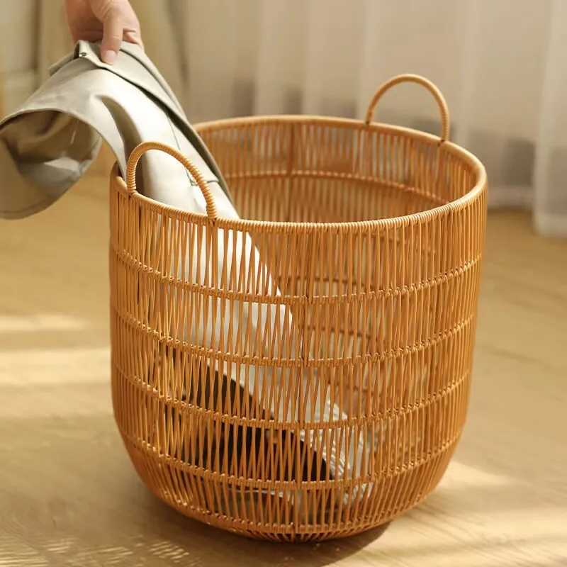 Rattan waterproof laundry basket Laundry storage basket Bedroom bathroom laundry basket