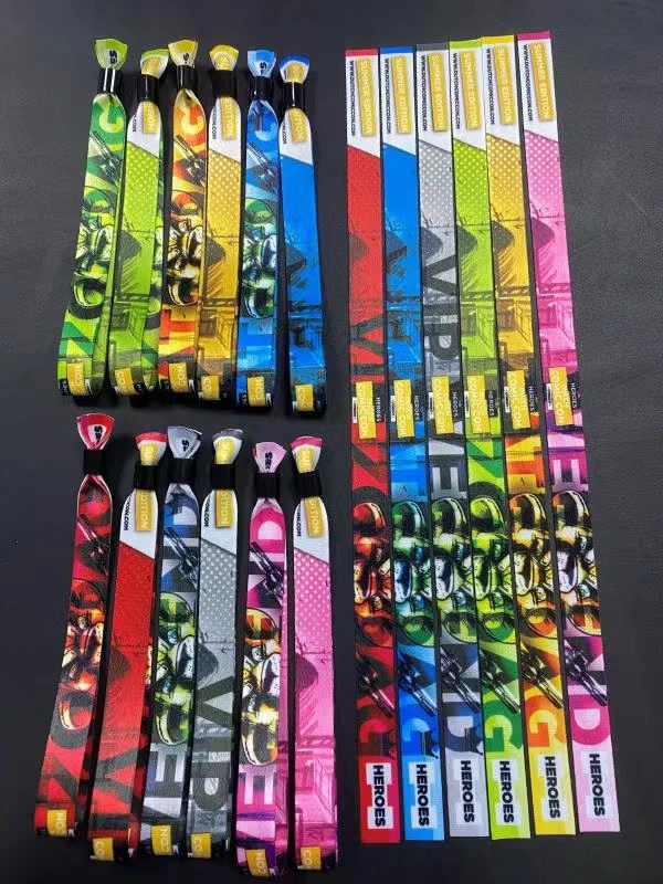 Custom one time use RPET polyester fabric wristband