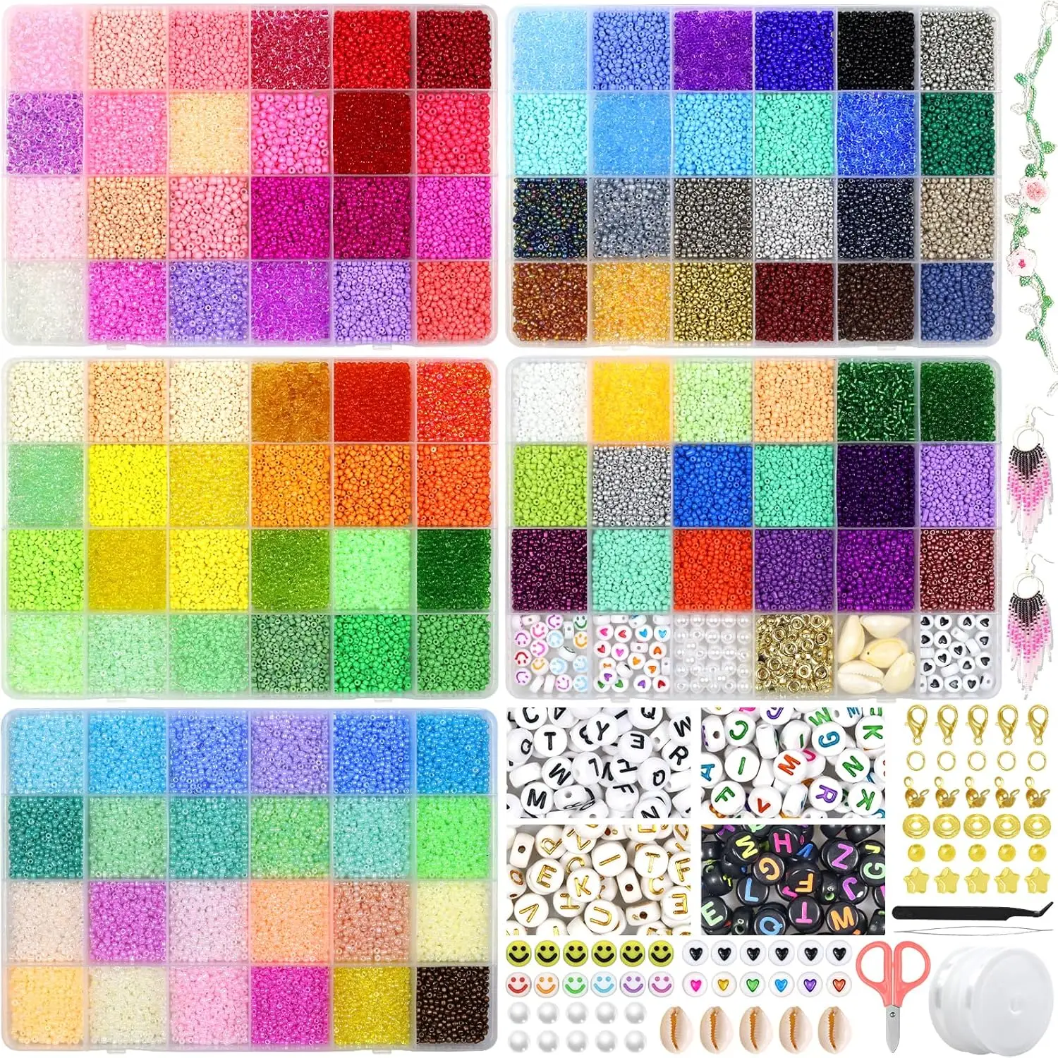 48690pcs 114 Colors 2mm Glass Seed Beads for Bracelet Making Kit Seed Beads for Jewelry Making Friendship Gifts