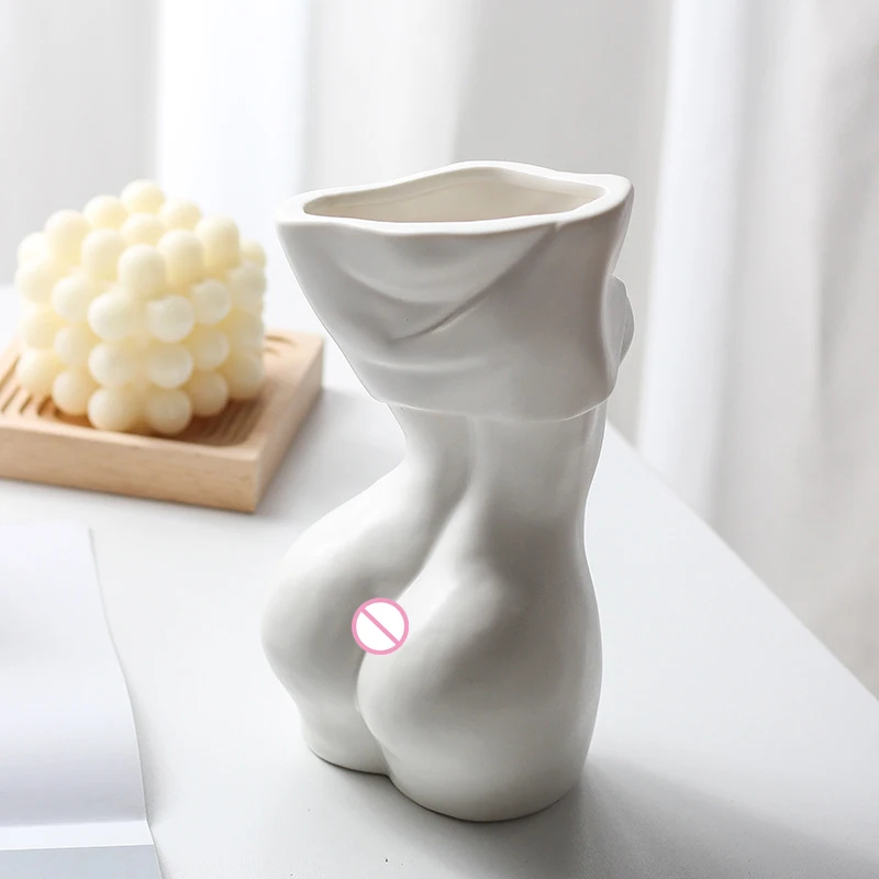 Human body ceramics flower arrangement female body art vase decoration