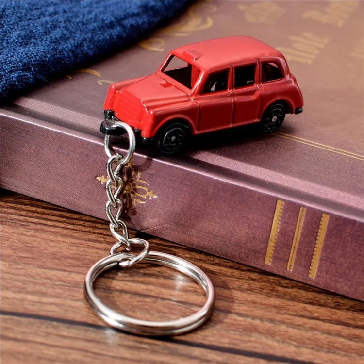 New Arrival Promotional Zinc Alloy Metal Keychain, Elastic Taxi Shape Keychain Black Taxi Keyring