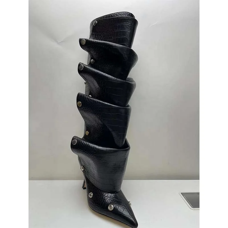 IDOIT Latest Pointed Toe Buckle Stiletto Removable Two Wear Boots Transformer Over The Knee Boots Thigh High Women Suede Boots