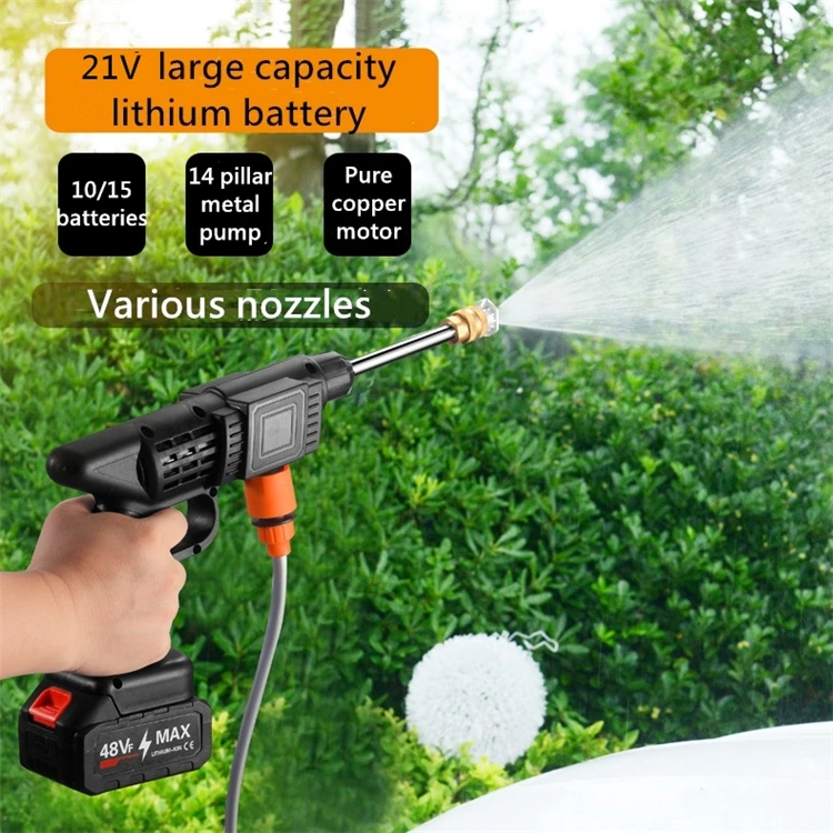 Water Pressure Spray Gun Lithium Battery 24V 48V High Pressure Cordless Wireless Wash Gun Portable Cordless Car Washer