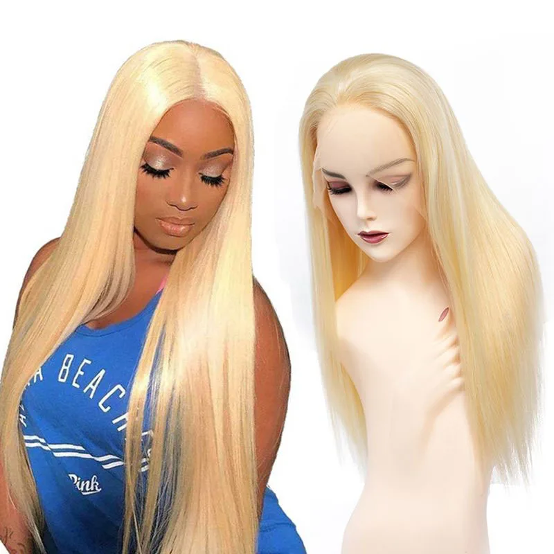
613 blonde Closure Wigs For Black Women Human Hair Virgin Cuticle Aligned Hair blond Hd Lace Front Wig Straight Full Lace Wigs 