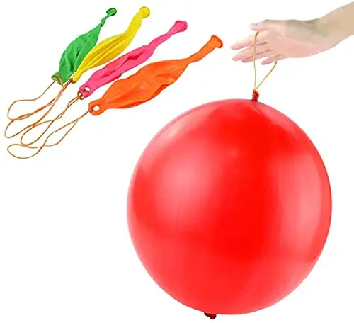 supply low MOQ 18 inch baby large neon punch latex balloons with rubber band handles punching balloon