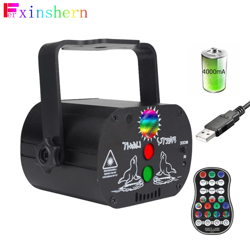 3 Eyes 60in1 LED Recharge Sound Activated Laser Light RGB Flash Strobe with Remote Disco Stage Party Lights