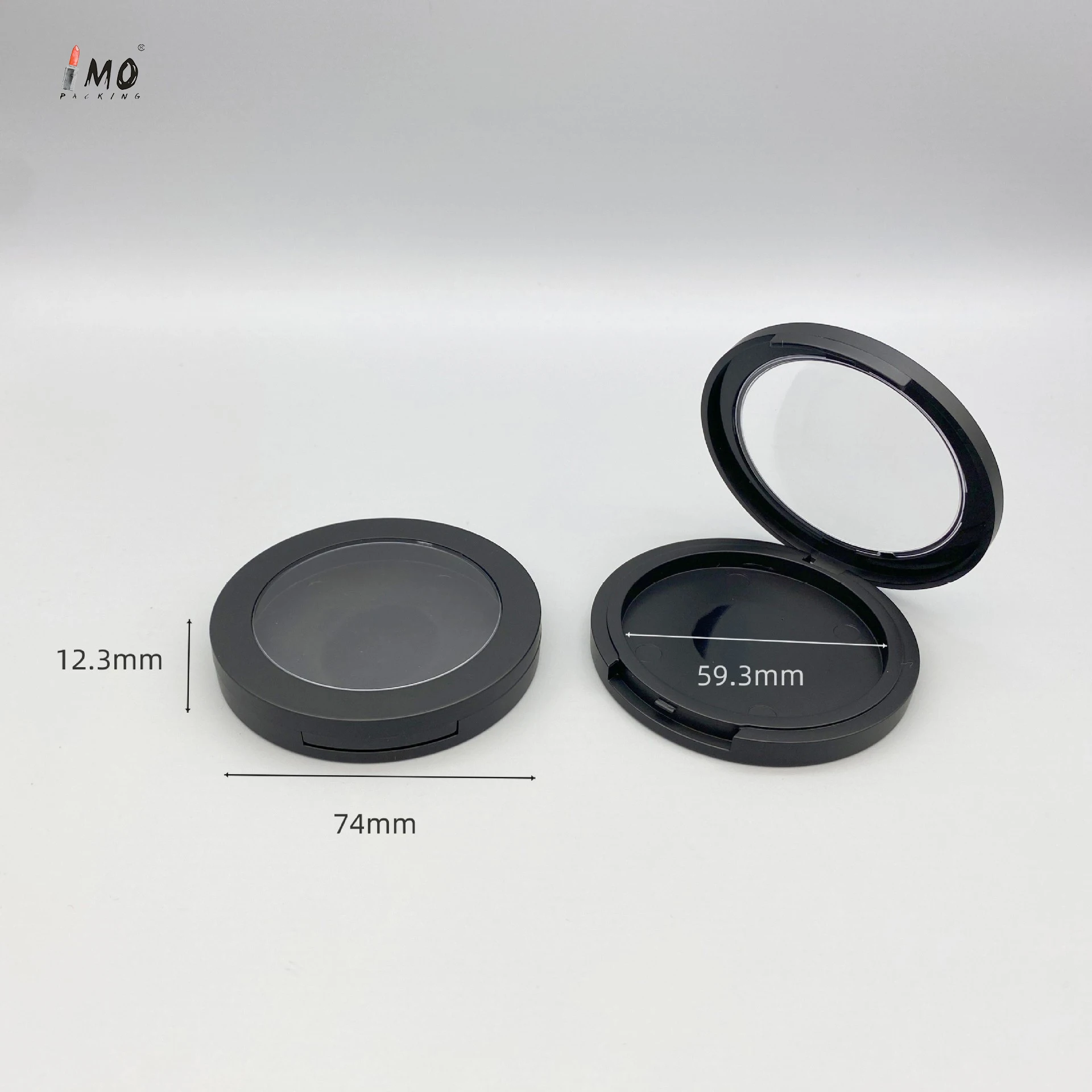 59mm black round shape loose powder case container packaging empty compact powder case