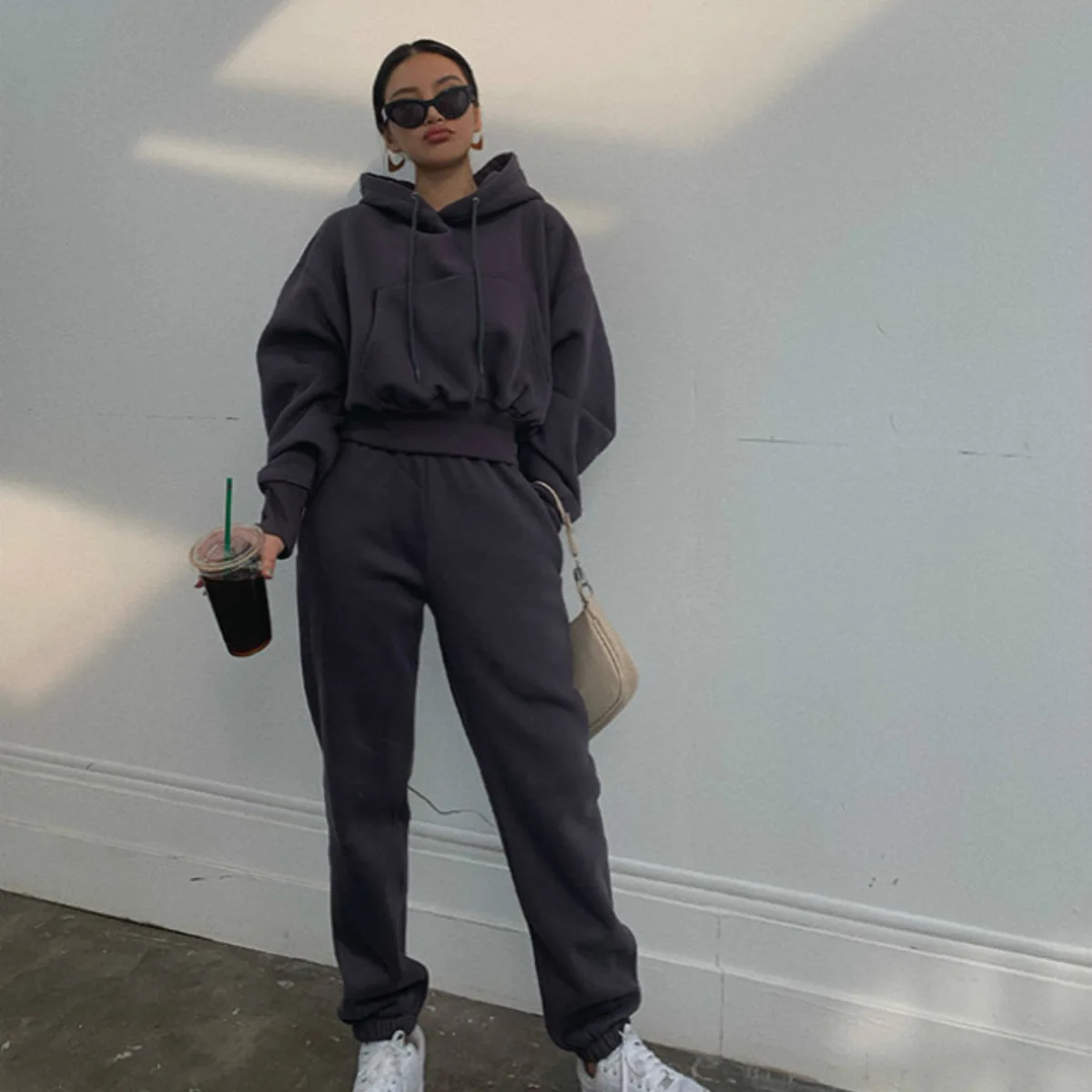  BZZJO New Hip Hop hoody Streetwear Set Two-Piece Sweatshirt oversized Hoodies for