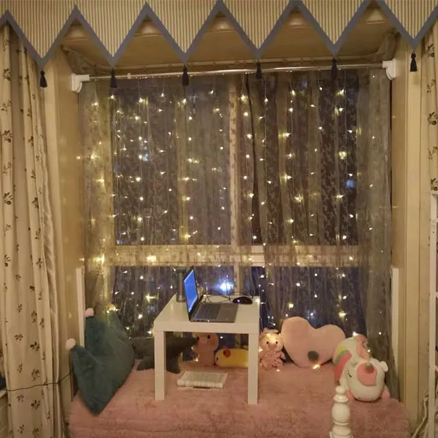 3*3m Warm White/RGB Hanging Christmas Lights Stage Decoration Backdrop Fairy Lights