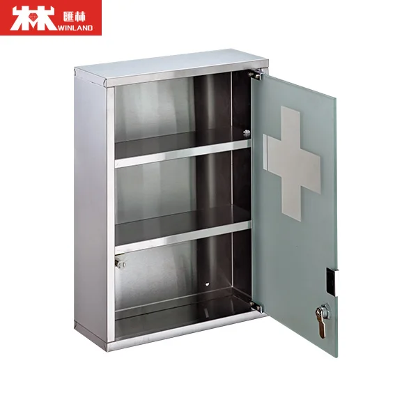 Medicine First Aid Medical Wall Mounted Medicine Cabinet Cupboard Locker with 2 Shelves & Lockable